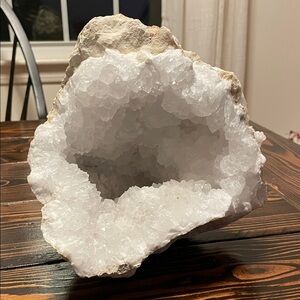 Natural White Quartz Geode- Rare Large 9.4 Lb